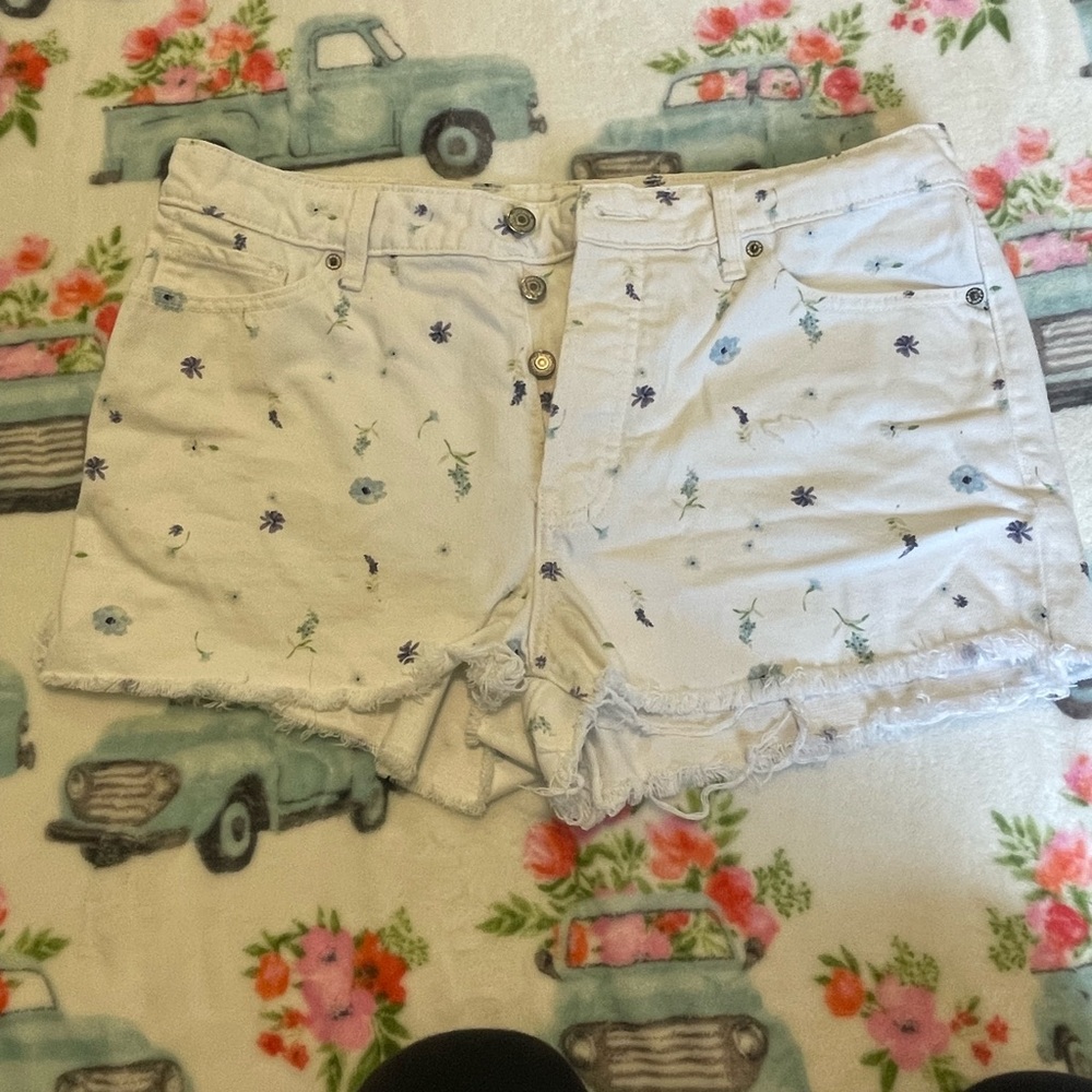 White floral OG denim shorts from Old Navy
